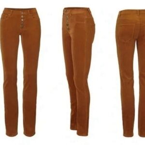 Cabi Button-Fly Skinny Corduroy Pants in Caramel Rust - Size12 - EUC